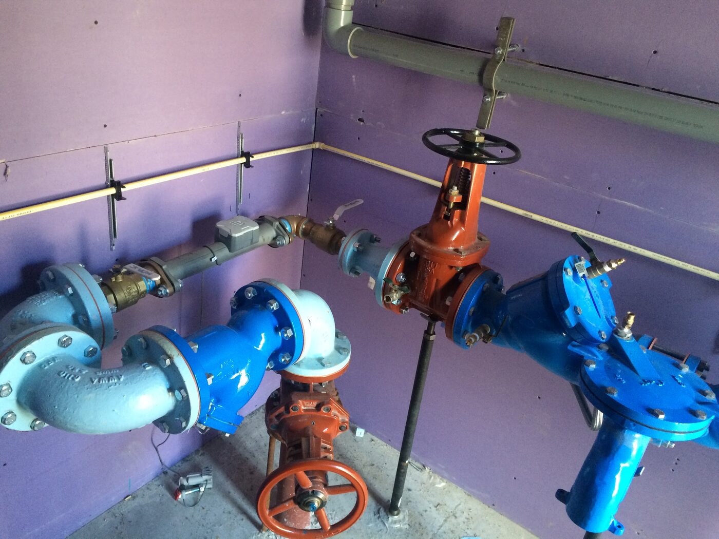 Commercial reduced-pressure backflow preventer assembly with flanged gate valves installed by IS Plumbing
